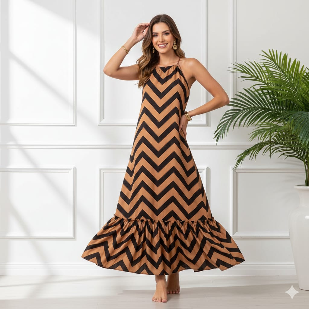 Vestido Longo Chevron